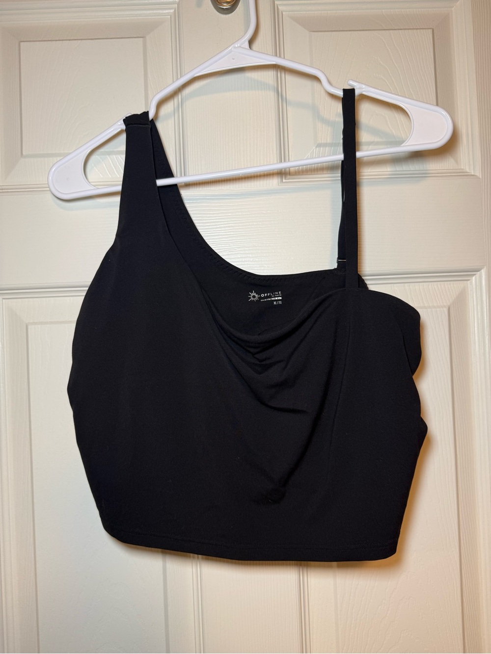 Aerie Black One-Shoulder Longline Sports Bra